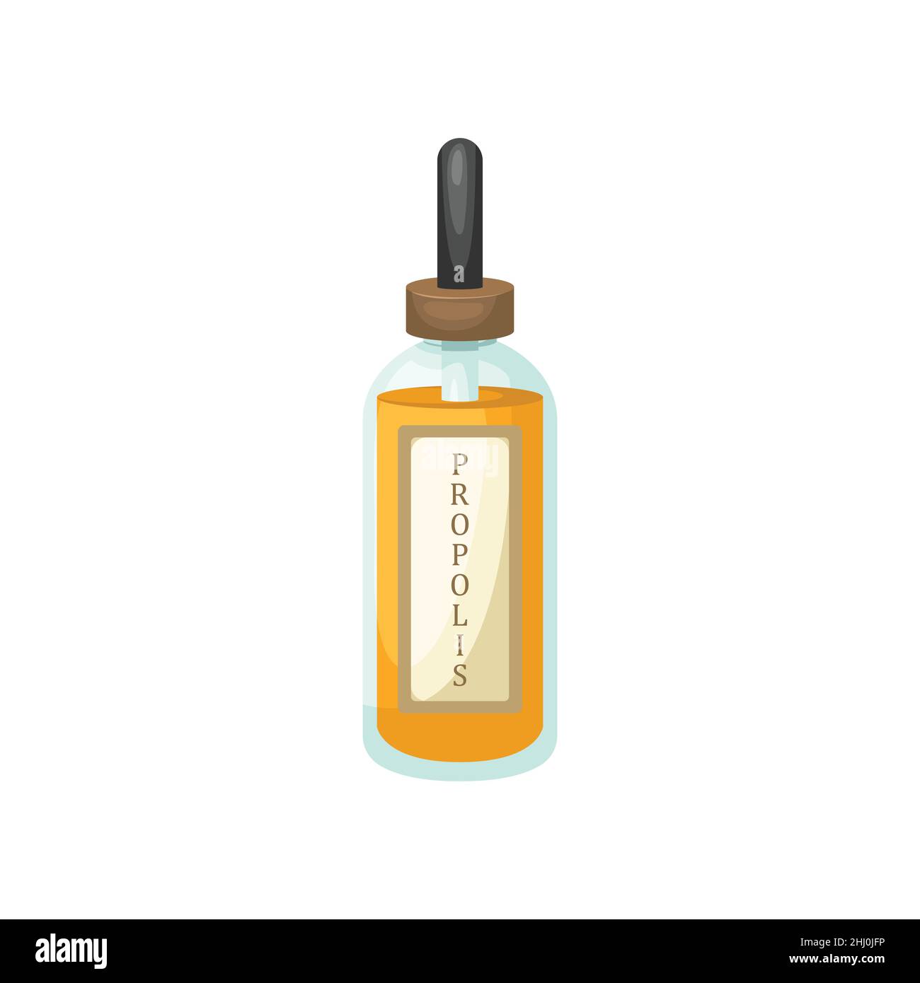 Vector illustration of a bottle with propolis tincture. Biologically active additive. Stock Vector