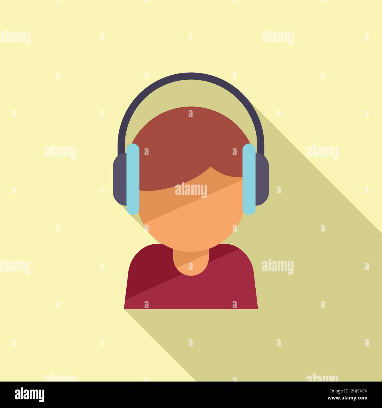 Listen audio lesson icon flat vector. Student class Stock Vector