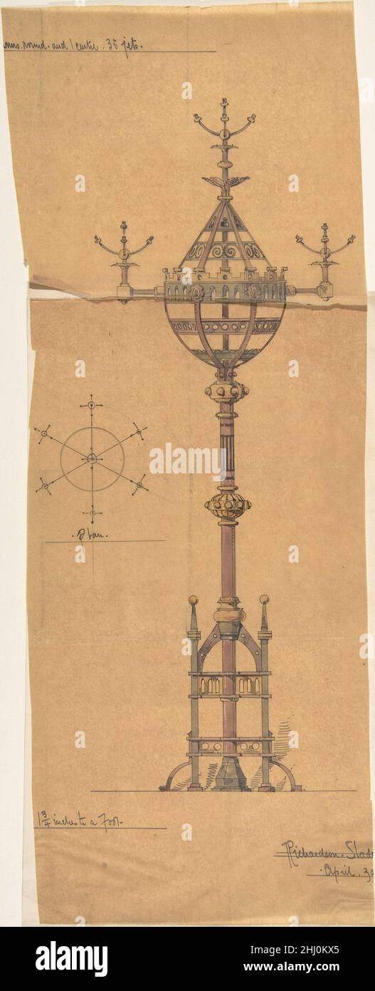 Designs for [Gas?] Lights for a Church ca. 1880 Designed by Richardson ...