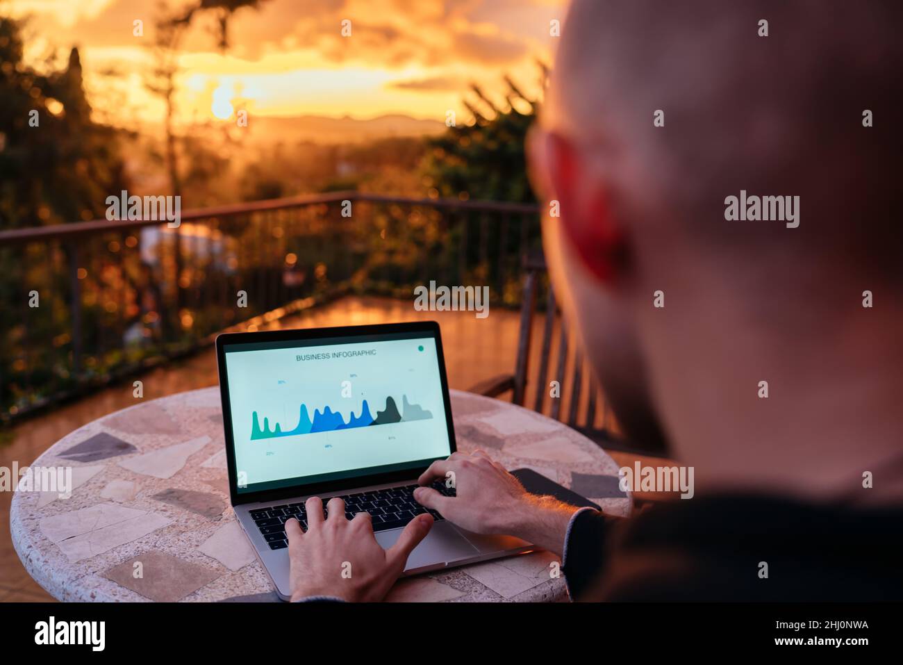 skilled business man analyzing web diagram while creating startup project Stock Photo