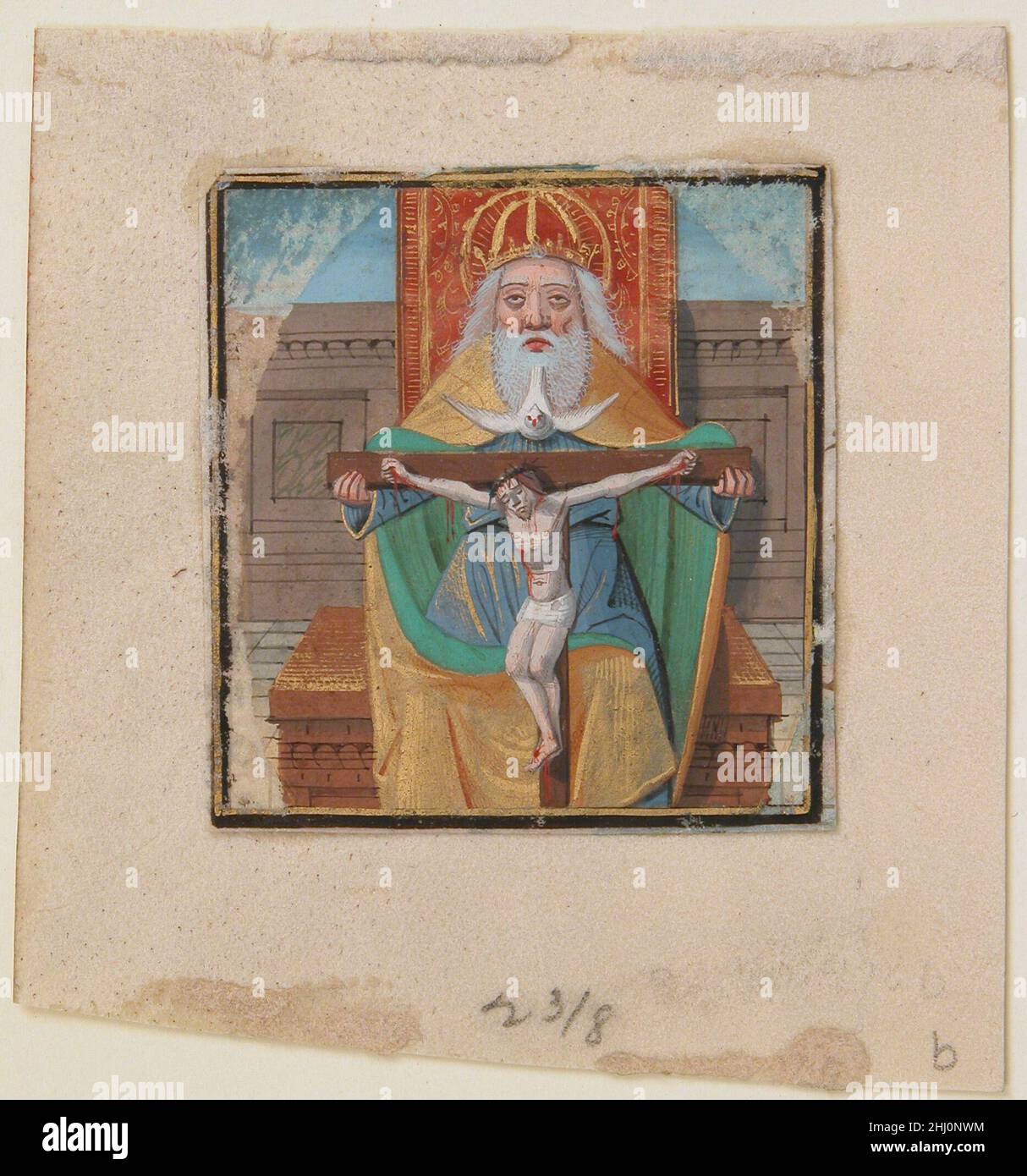 Manuscript Illumination with the Trinity, from a Book of Hours late