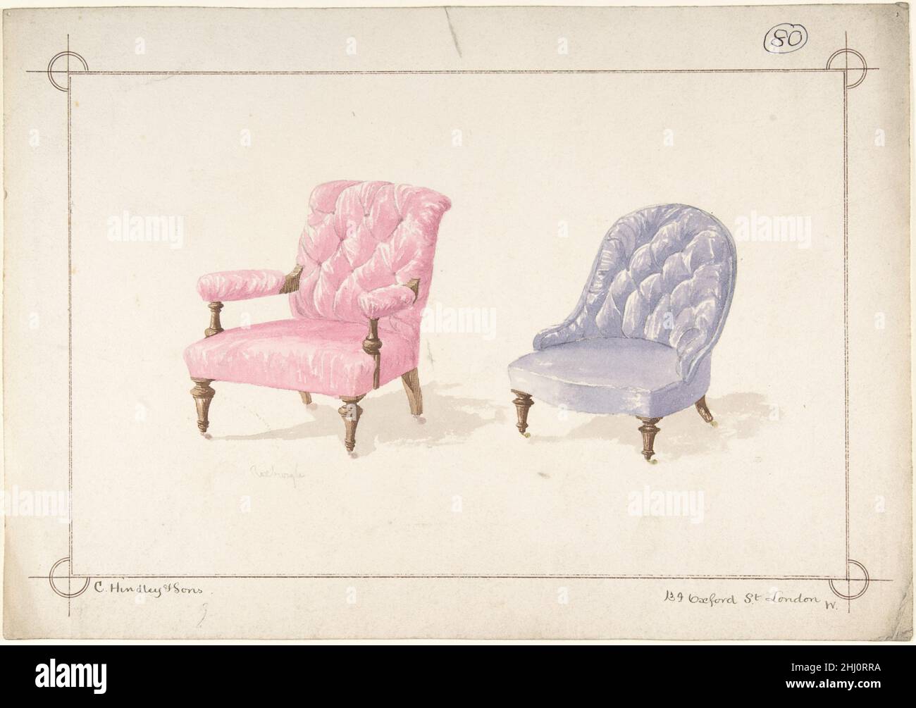Designs for Two Chairs 1841–84 Charles Hindley and Sons British. Designs for Two Chairs  367308 Stock Photo