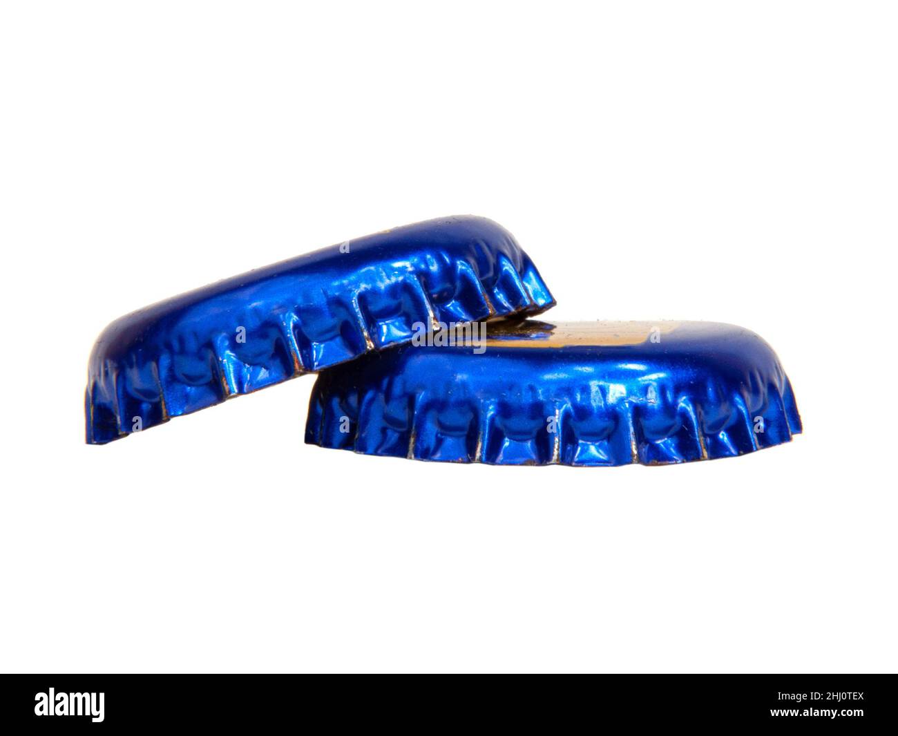 Metallic blue beer bottle cap isolated on the white Stock Photo Alamy