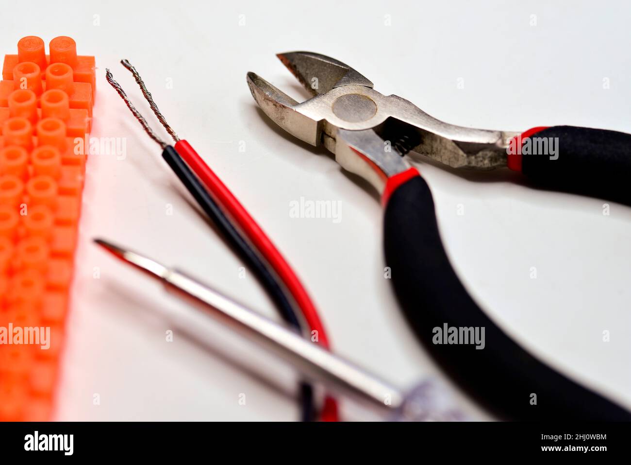 terminal block with cable, pliers and screwdriver Stock Photo Alamy
