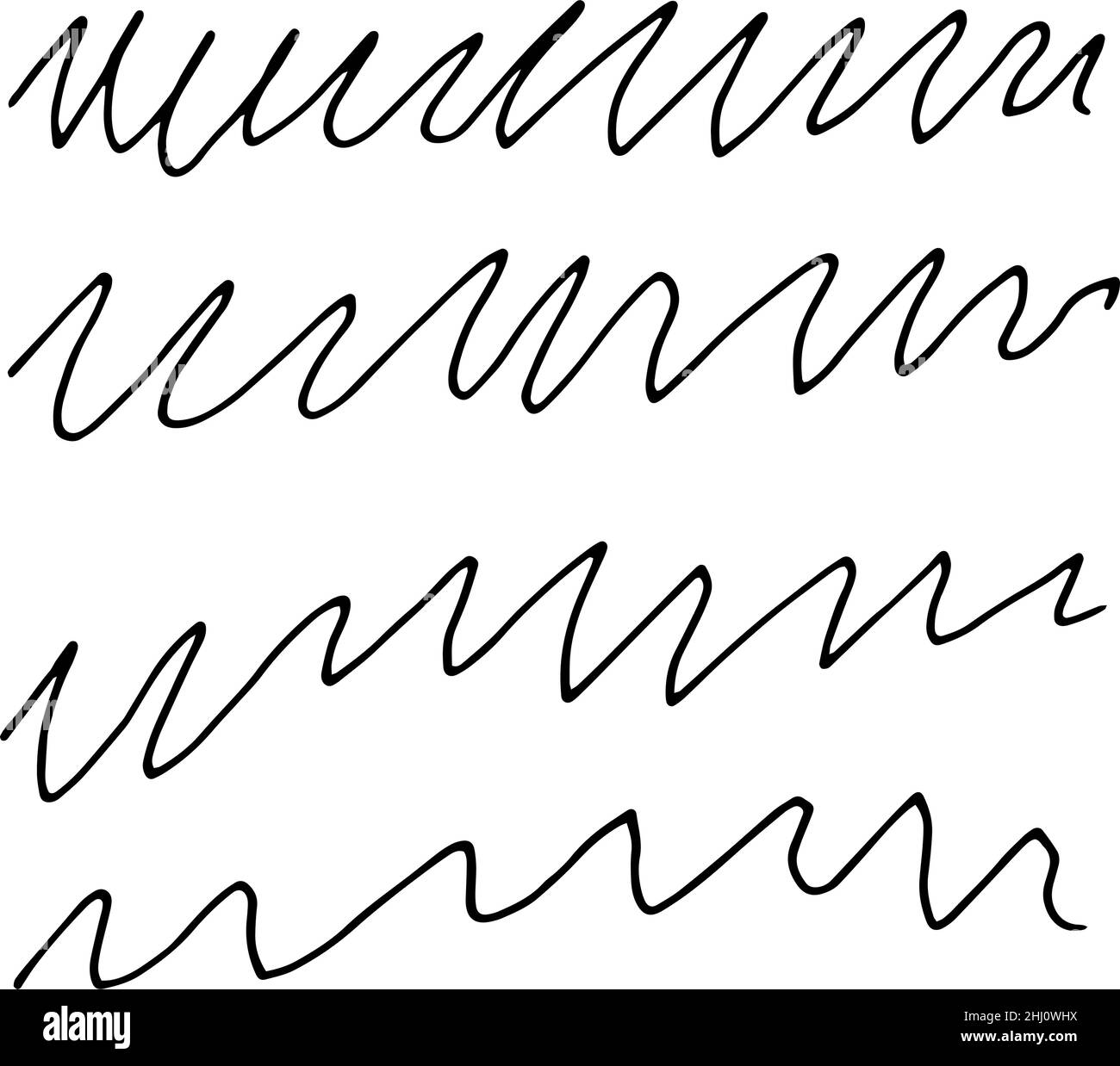 Abstract hand drawn monochrome simple doodle vector pattern of wavy ...