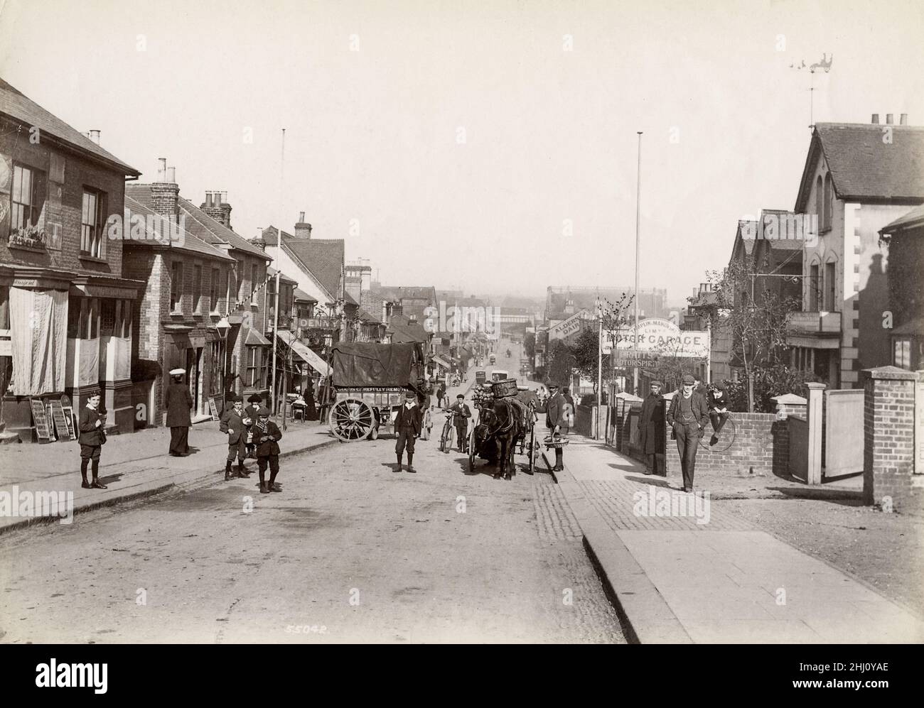 Vintage photograph, late 19th, early 20th century, view of 1906 - Brighton Road, Redhill, Surrey Stock Photo