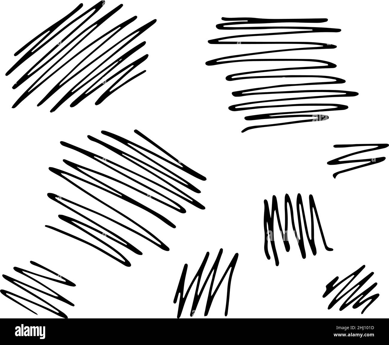 Abstract hand drawn monochrome simple doodle vector pattern of group of scribble lines. Black scrawl on white background Stock Vector