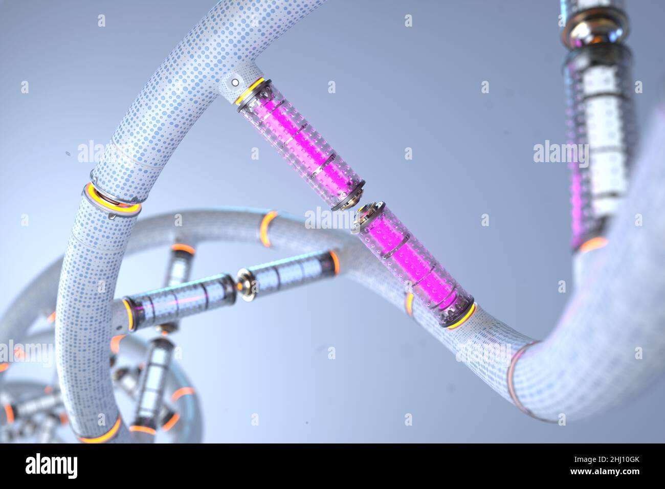 Artificial cyber DNA strand. 3D illustration Stock Photo