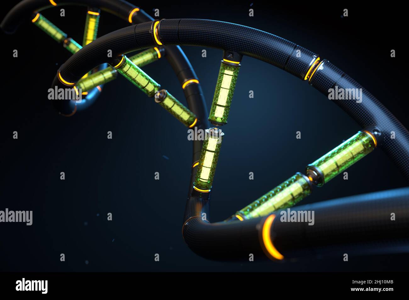 Artificial cyber DNA strand. 3D illustration Stock Photo