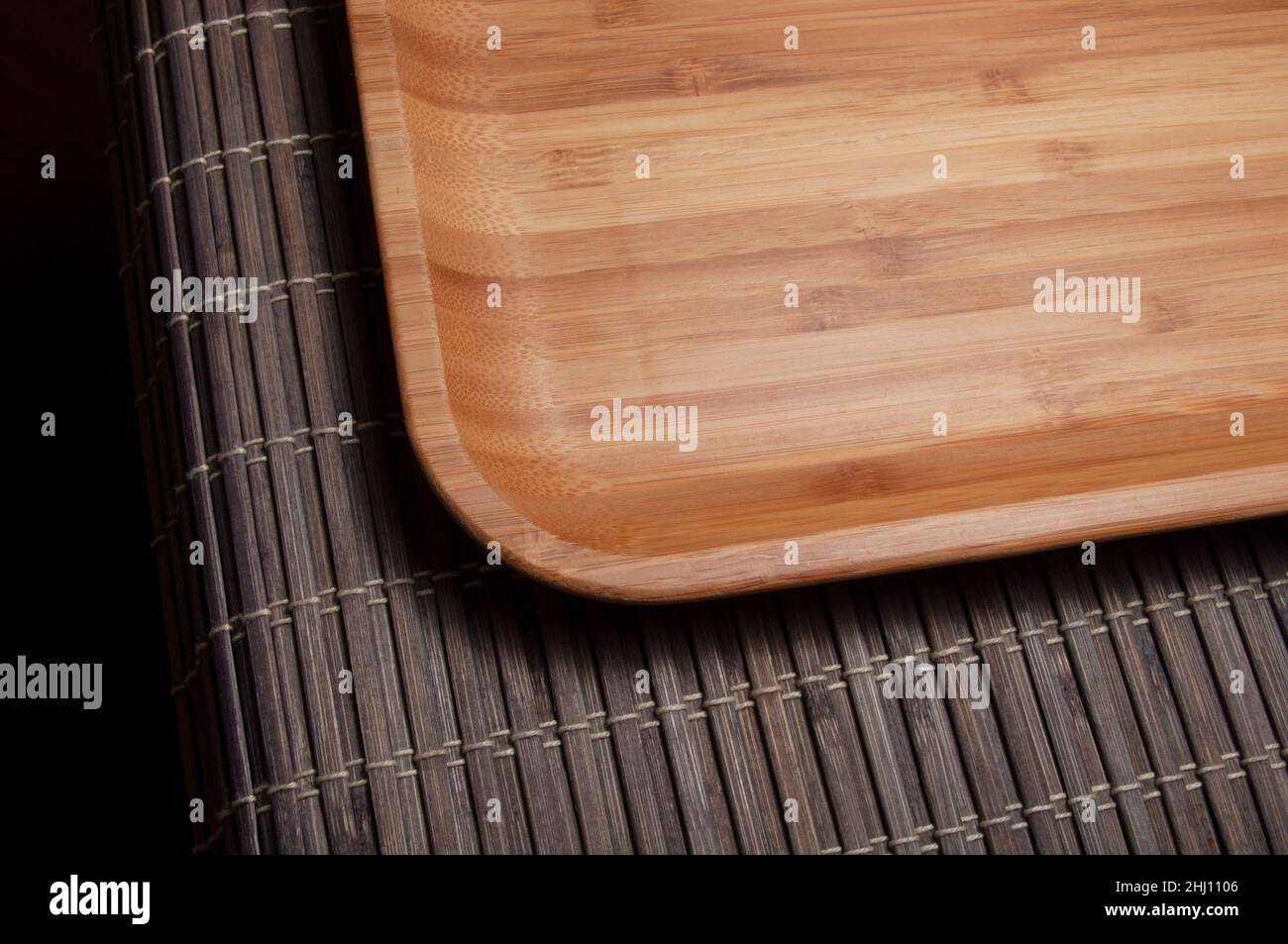 empty wooden dish without food natural Stock Photo