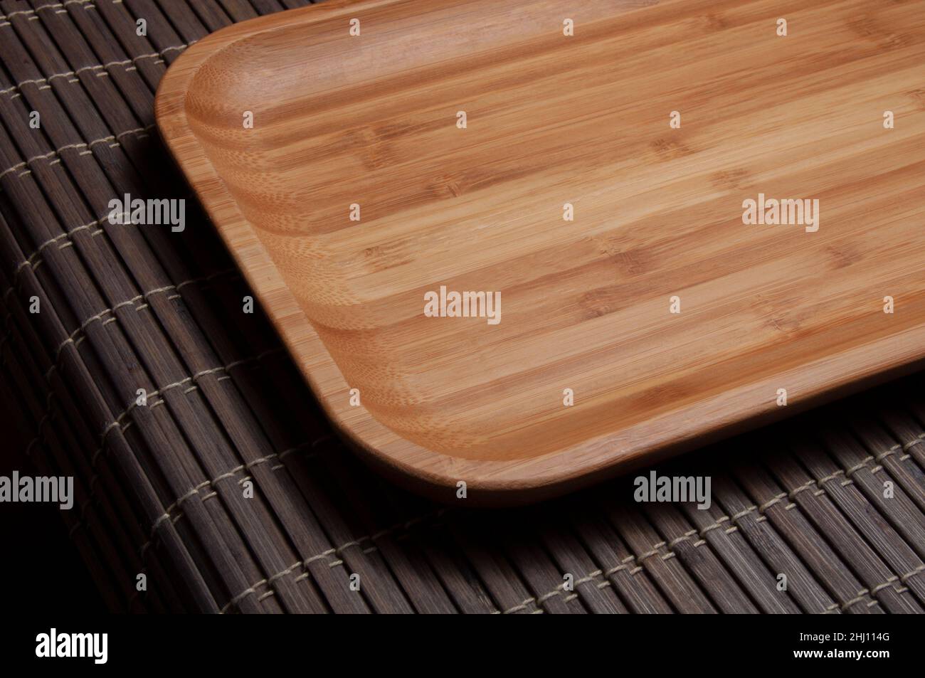 empty wooden dish without food natural Stock Photo