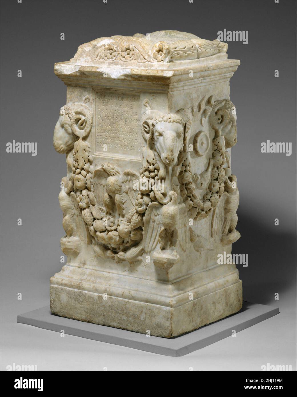 Marble funerary altar ca. A.D. 14–68 Roman The inscription commemorates ...