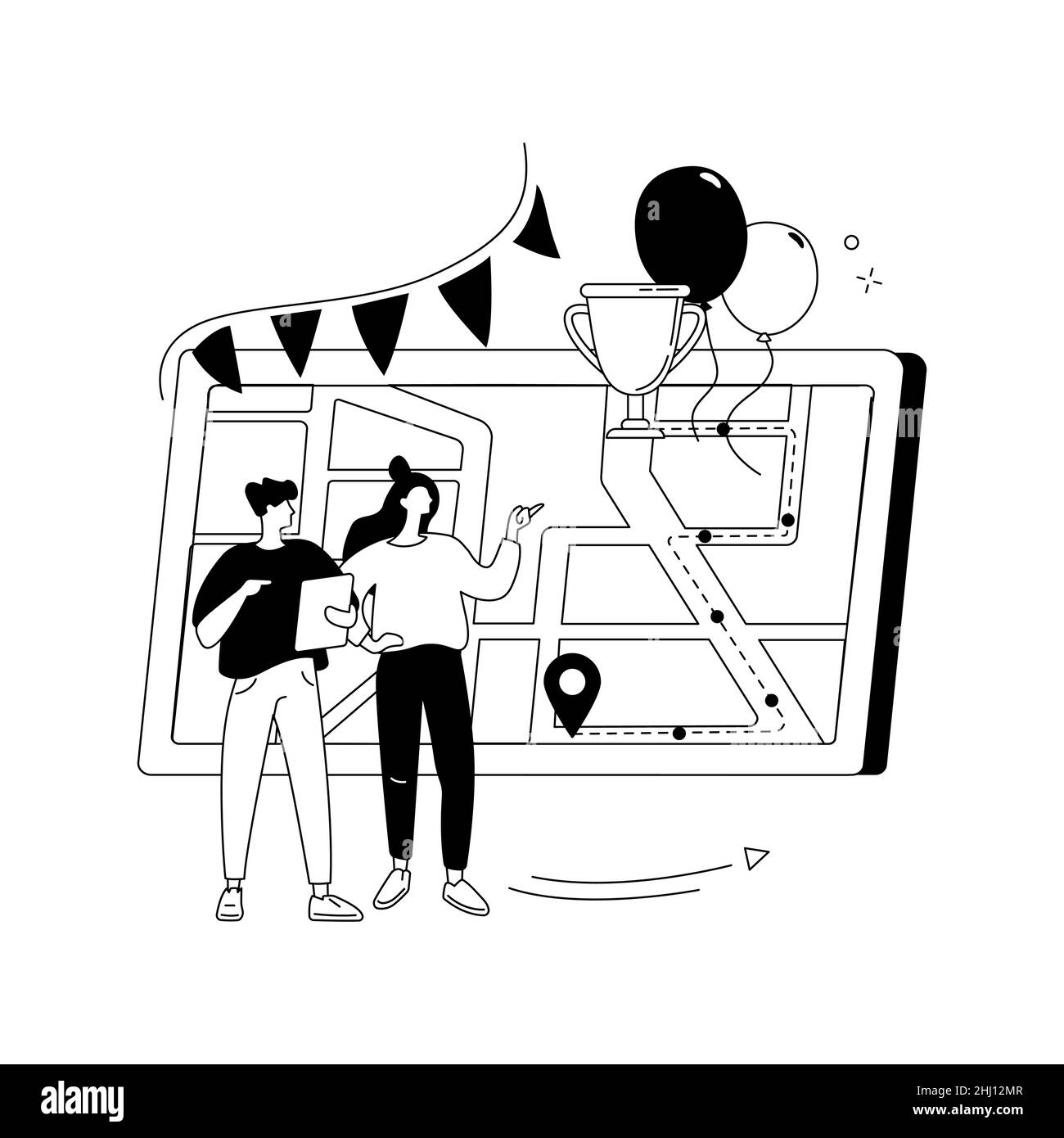 Interactive city quest abstract concept vector illustration. Stock Vector