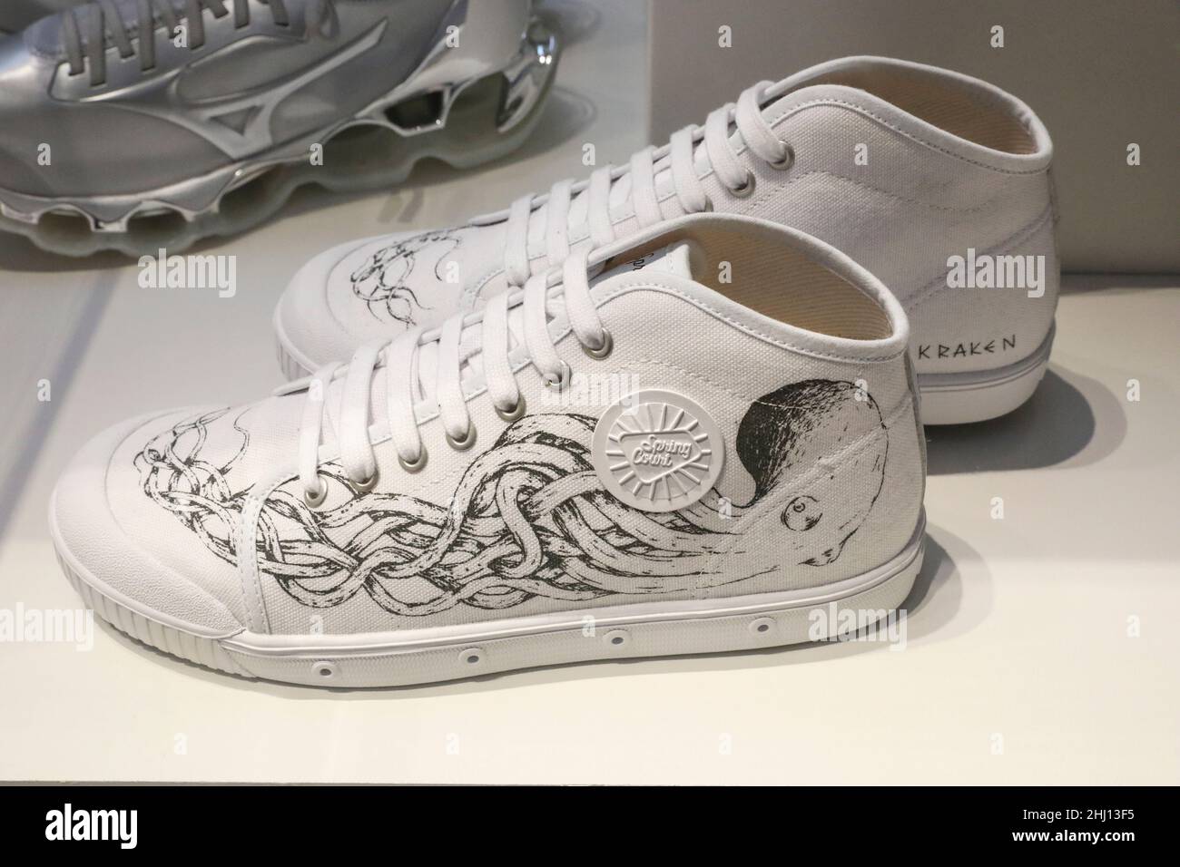 SNEAKERS ENTER THE MUSEUM AT THE MUSEE DE L'HOMME , PARIS Stock Photo