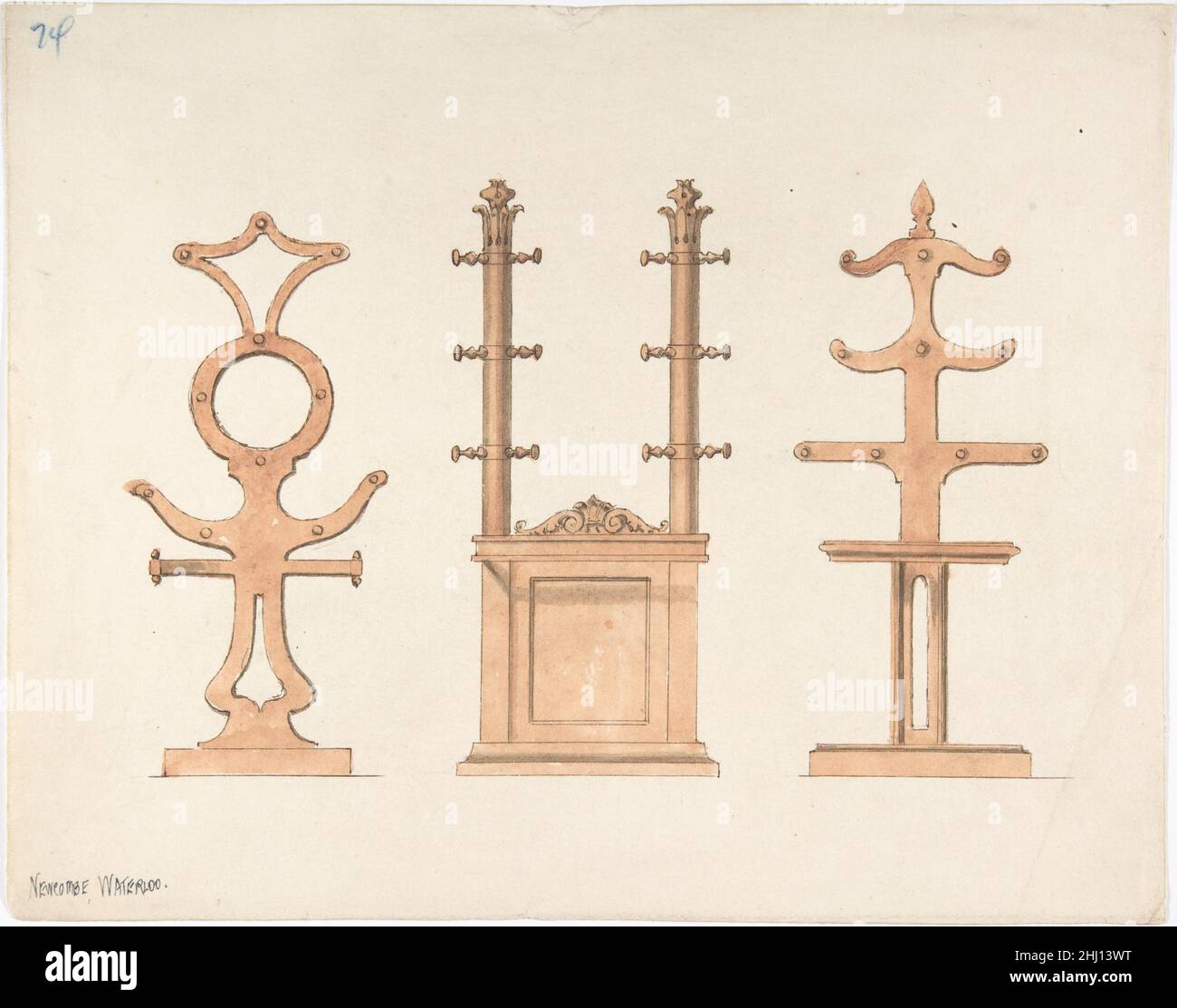 Design for Three Hat or Coat Racks early 19th century Anonymous ...