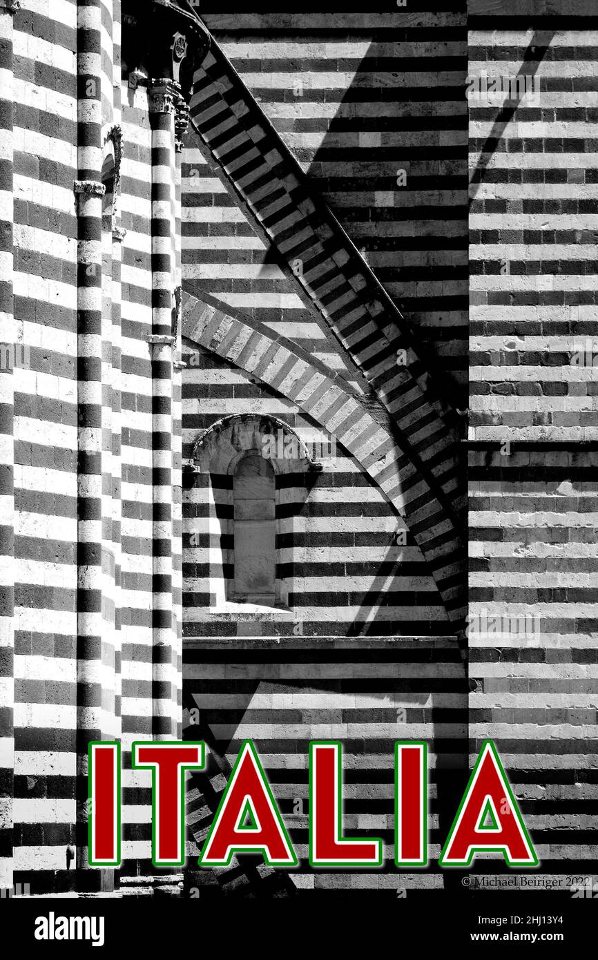 Poster of Orvieto Duomo exterior walls detail, Italy Stock Photo