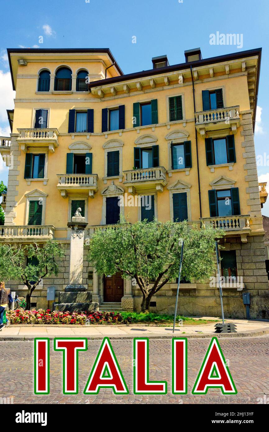 Poster of Italian villa in Verona, Italy, 2017 Stock Photo