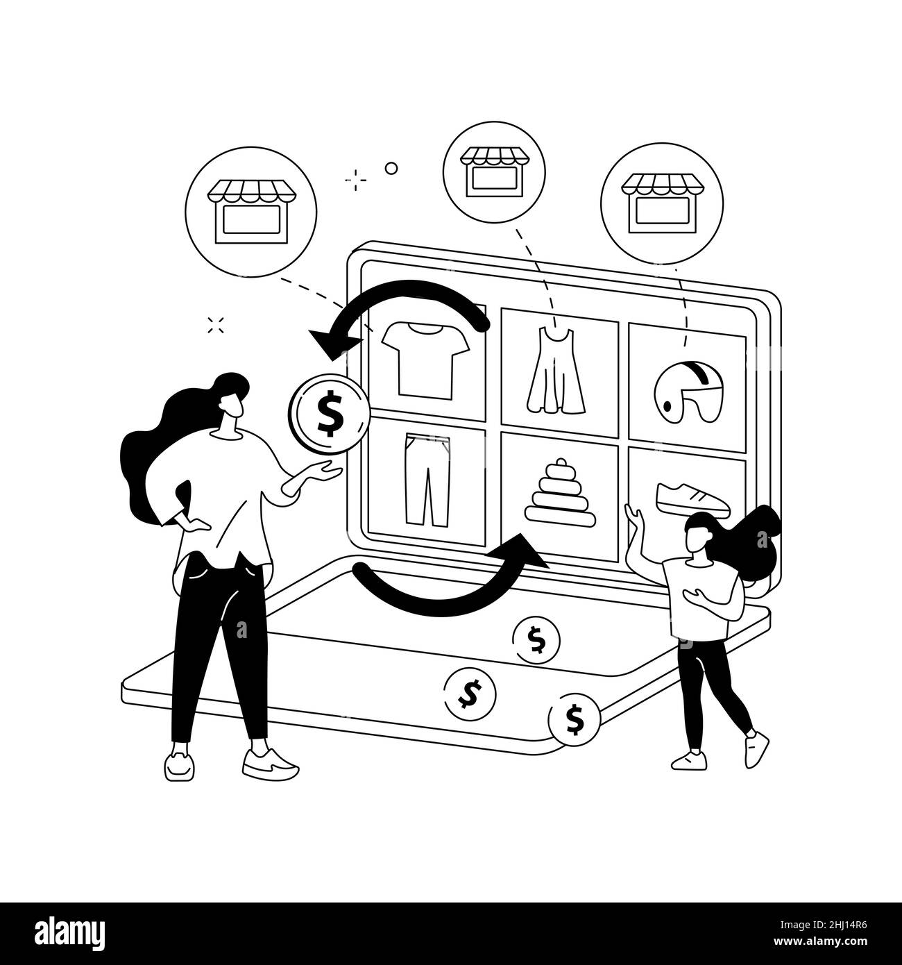 Baby clothes tradein abstract concept vector illustration Stock Vector