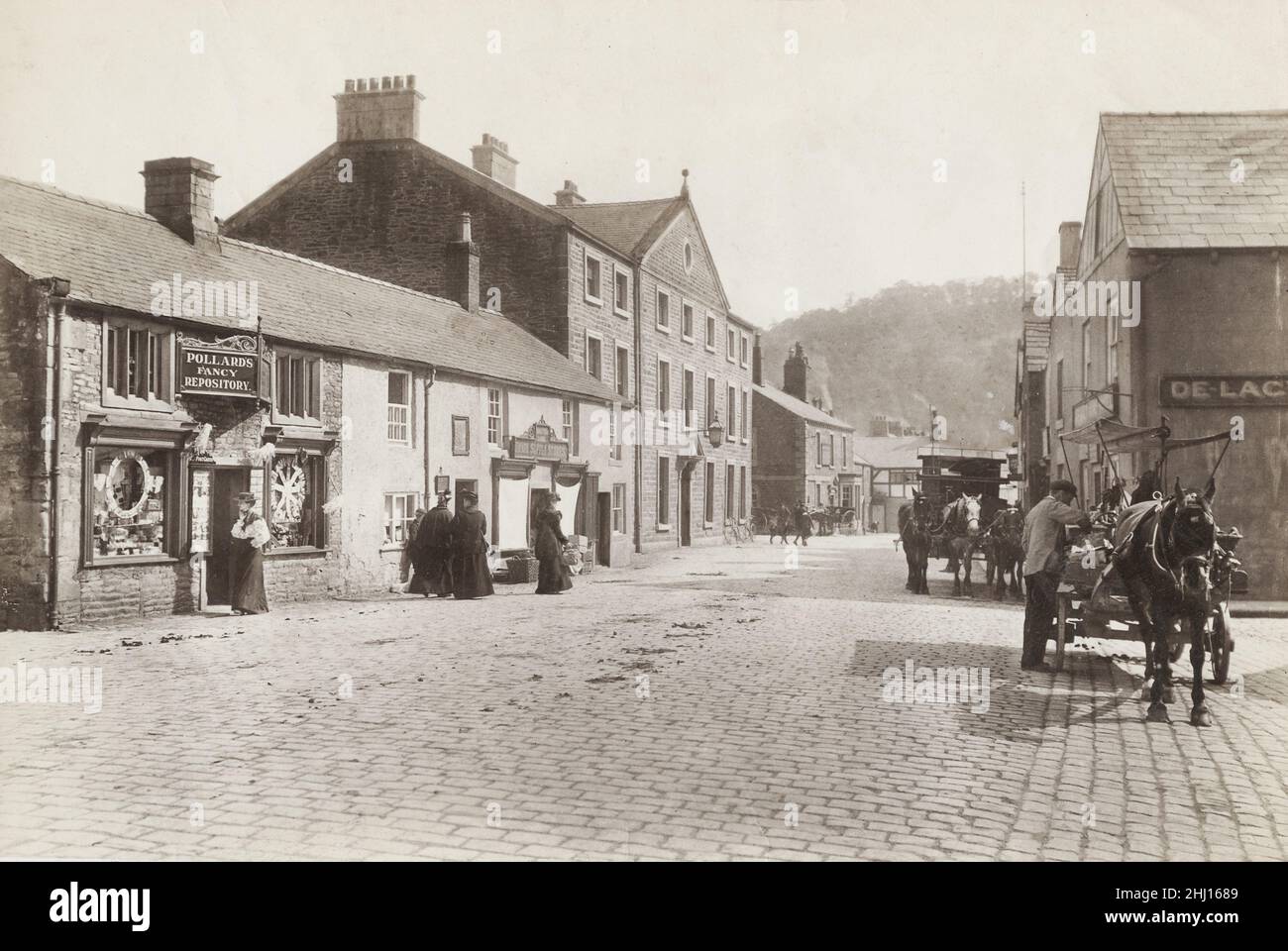 Vintage photograph, late 19th, early 20th century, view of 1905 - King Street, Whalley, Lancashire Stock Photo