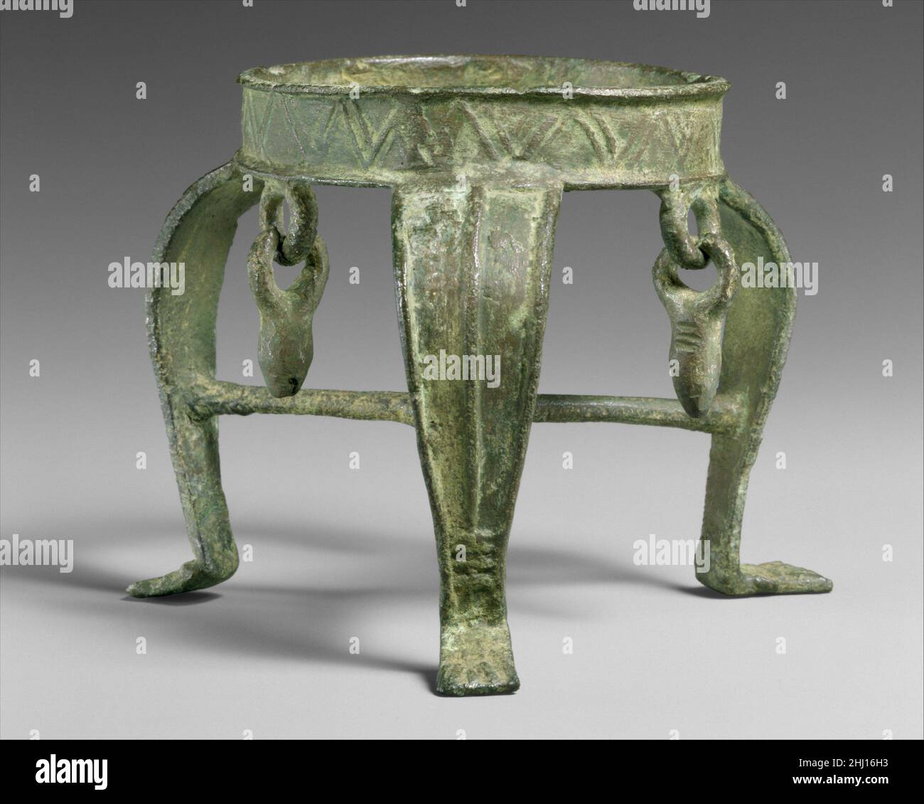 Bronze tripod ca. 14501050 B.C. Cypriot This small vessel stand was