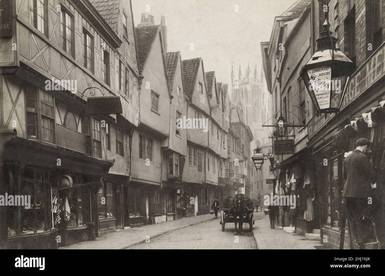 Vintage photograph, late 19th, early 20th century, view of 1892 - Low Petergate, York, Yorkshire Stock Photo