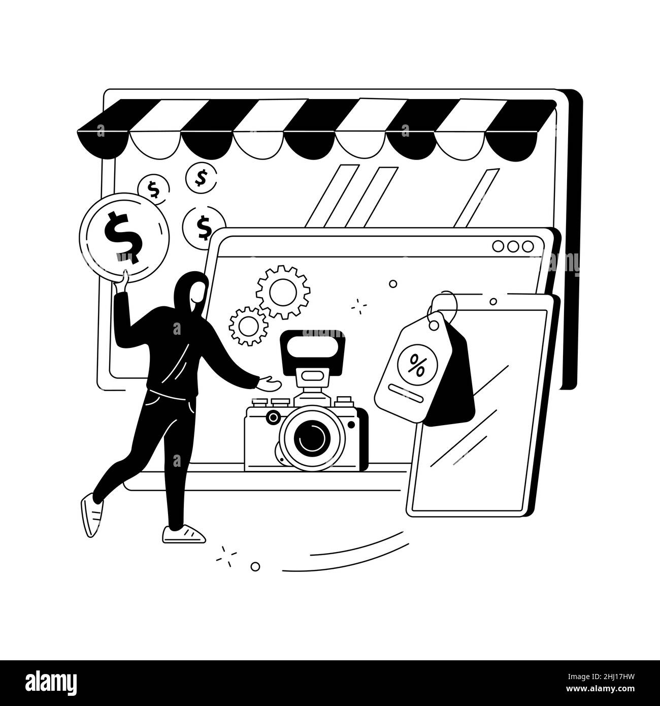 Gray market abstract concept vector illustration Stock Vector Image