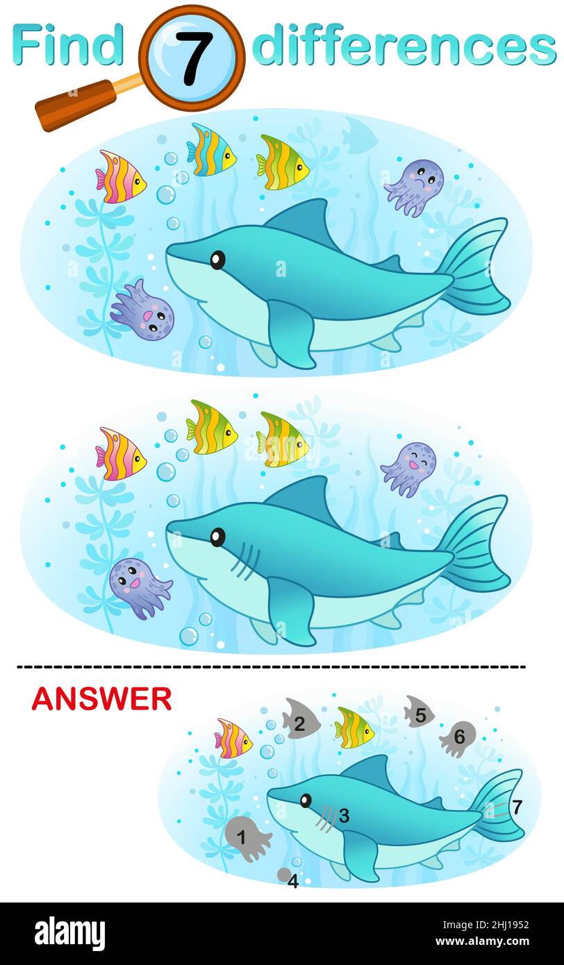 Vector Logical game for children. Find the differences in the picture ...