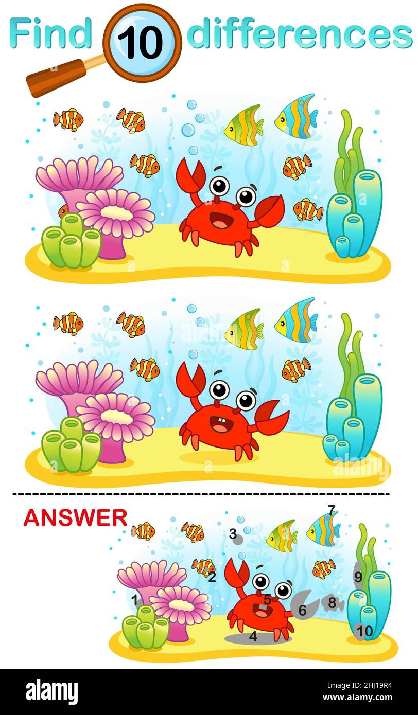 Vector Logical game for children. Find the differences in the picture ...