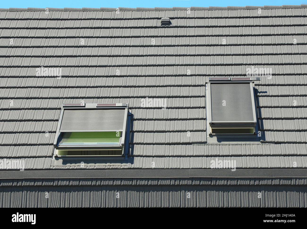 Attic Skylights with Roof Windows Shades, Blinds, Curtains for House Energy Efficiency. Modern