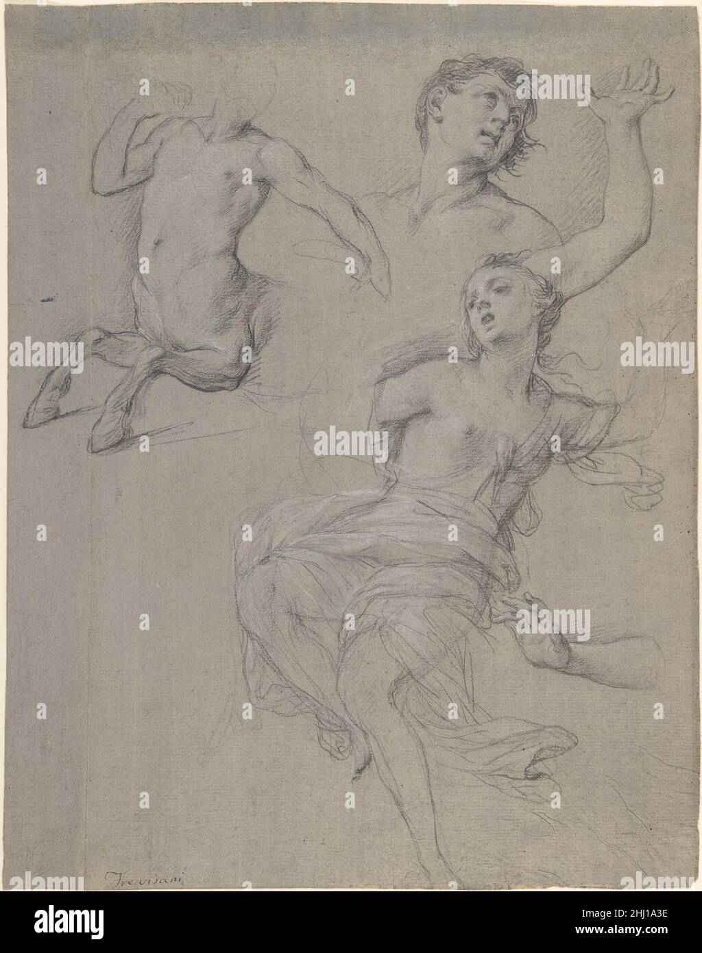 Studies for the Figure of a Centaur and a Nymph 1708–17 Francesco Trevisani Italian. Studies for the Figure of a Centaur and a Nymph  342985 Stock Photo