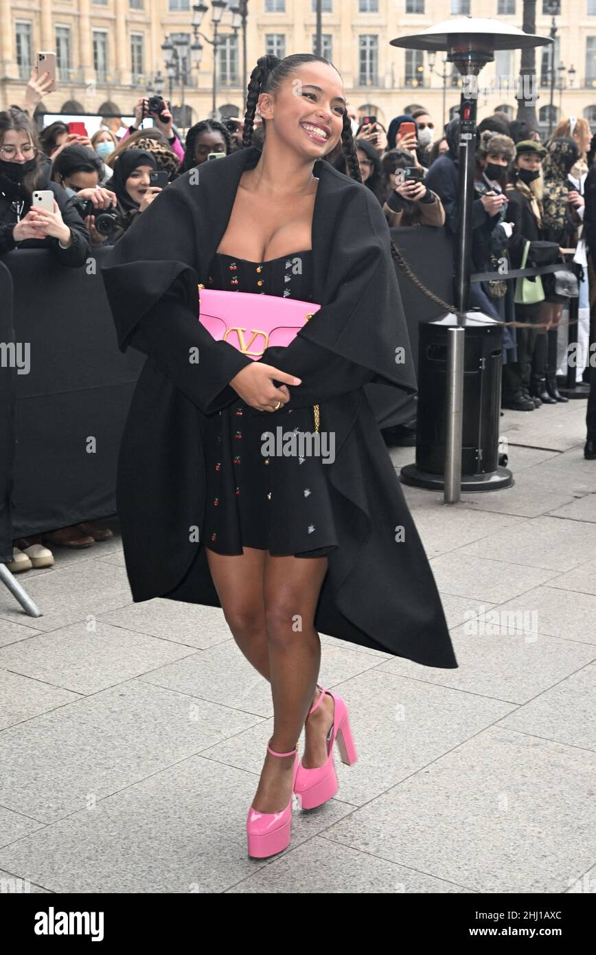 Paola Locatelli arriving at the Valentino show during Paris Fashion