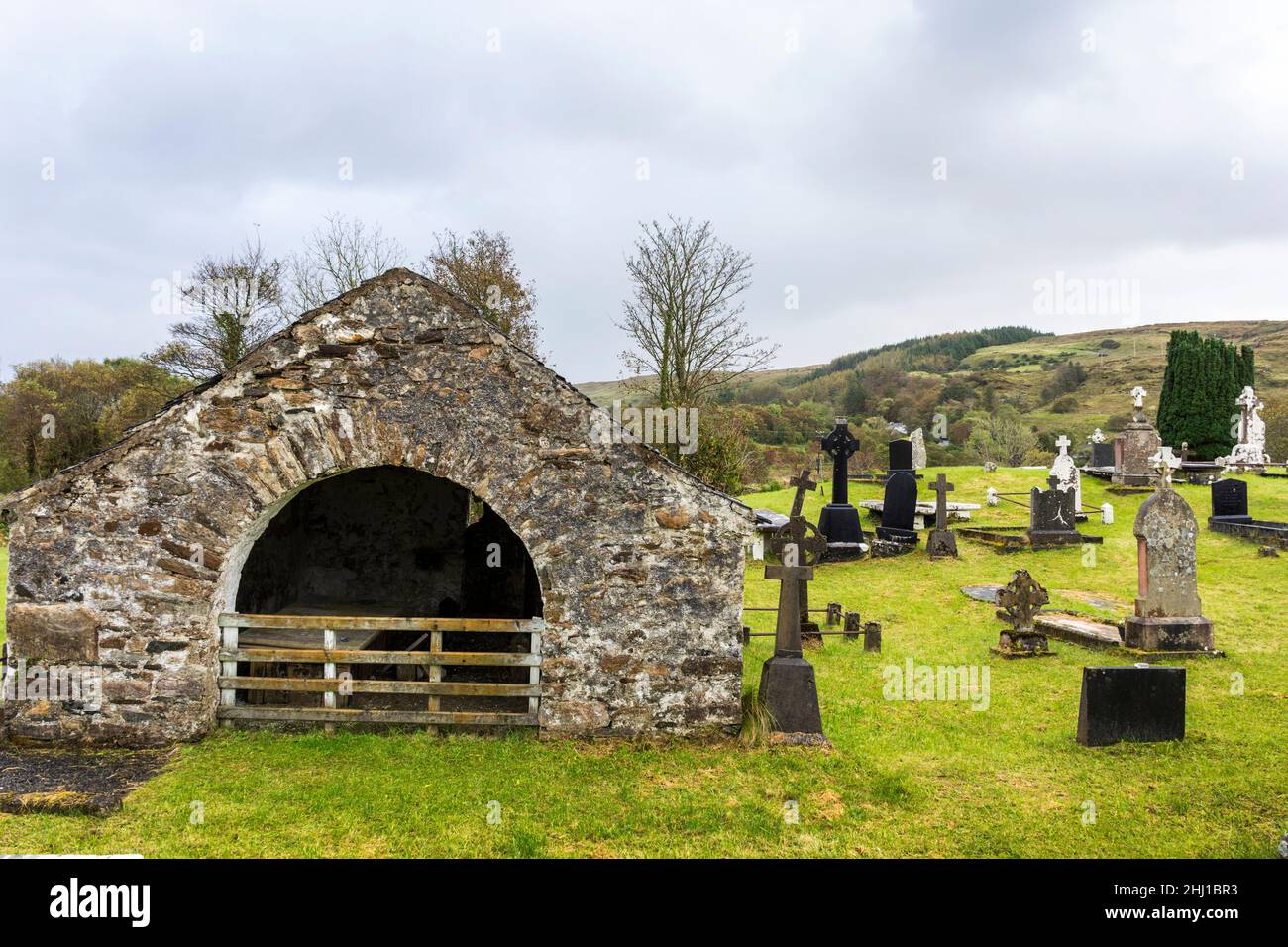 Old cemetery graveyard in Glenties, County Donegal, Ireland Stock Photo