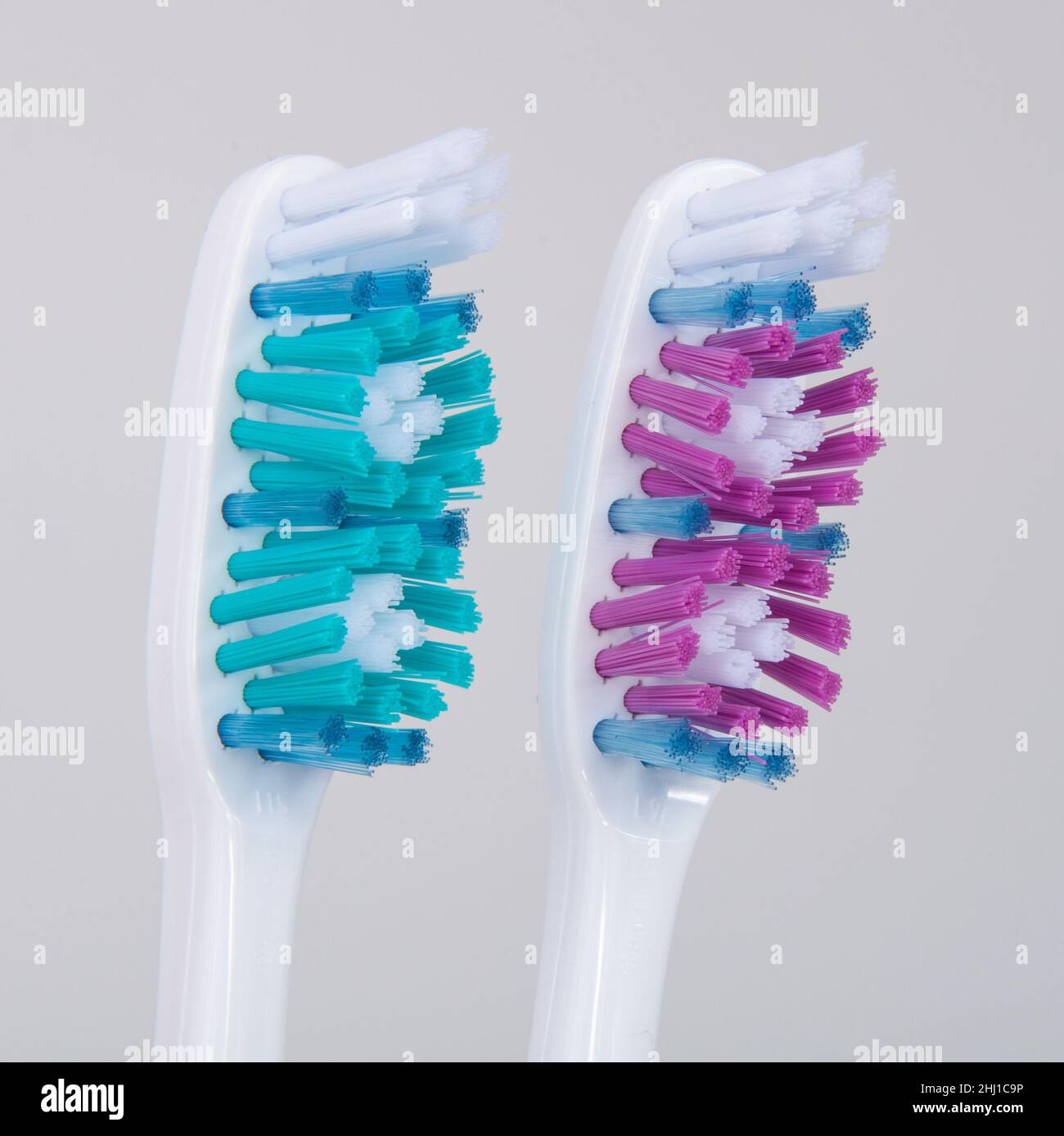 Two toothbrush for healthcare on the white background Stock Photo - Alamy