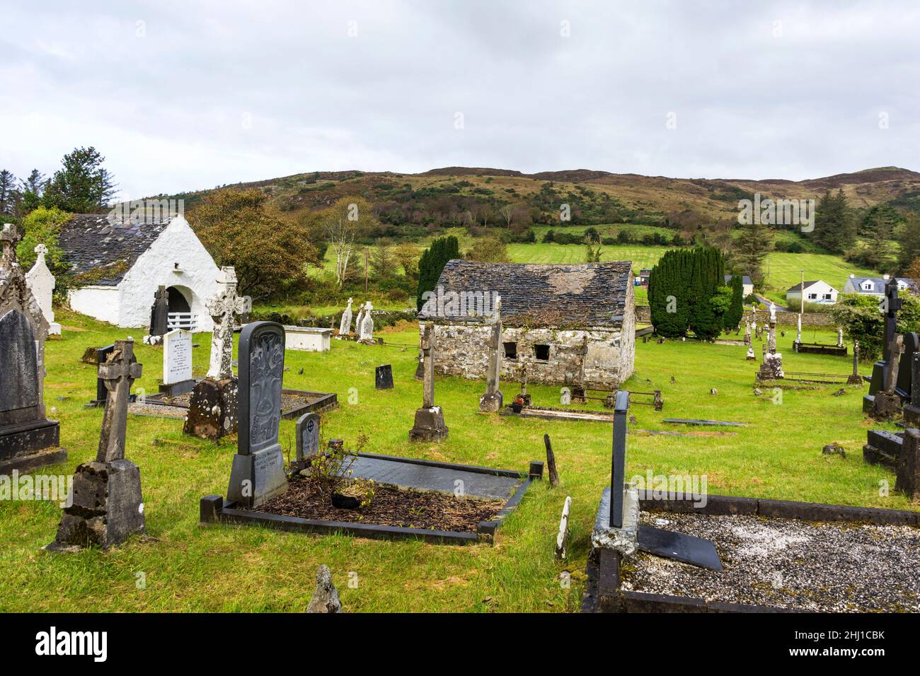 Old cemetery graveyard in Glenties, County Donegal, Ireland Stock Photo