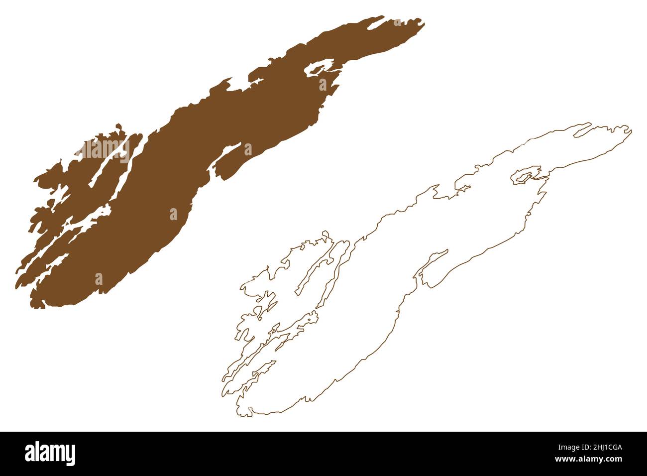 Ytter-Vikna island (Kingdom of Norway) map vector illustration, scribble sketch Ytter Vikna map Stock Vector