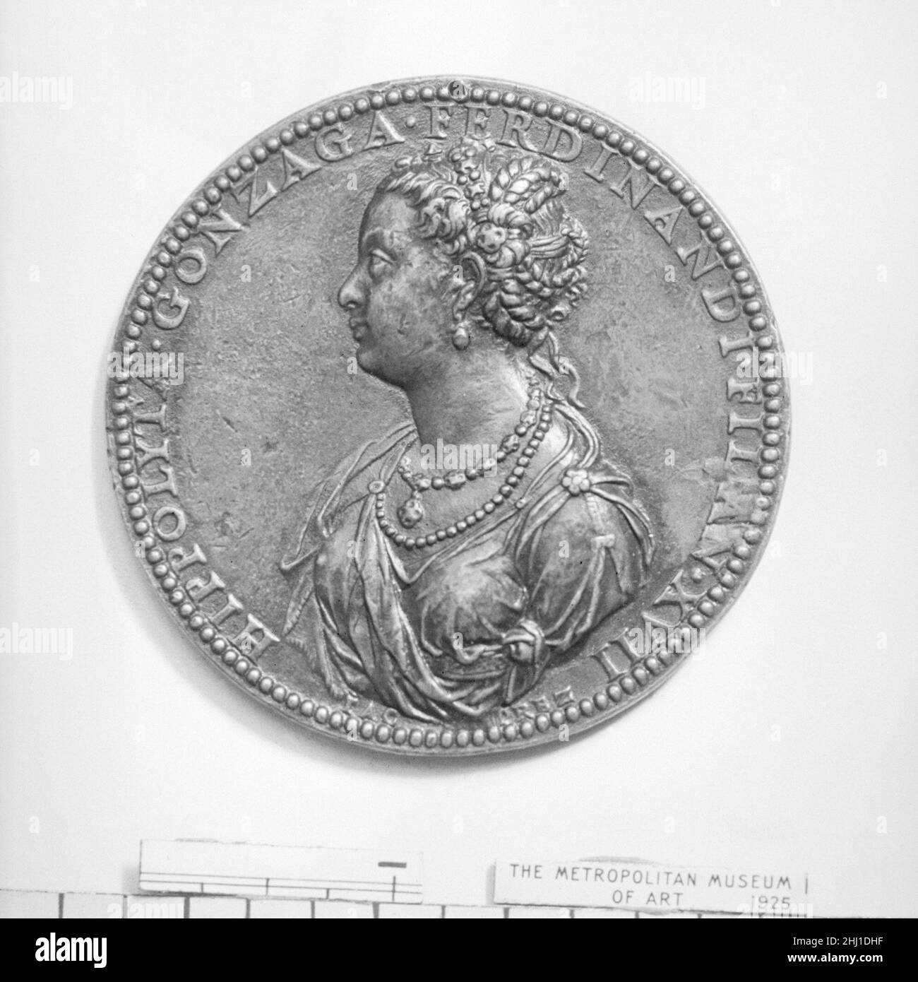 Ippolita Gonzaga (1535–1563), at the age of 17 1552–53 Medalist: Jacopo Nizolla da Trezzo Italian Jacopo was trained as a gem engraver, sculptor, and architect. In addition to making portrait medals of prominent Milanese individuals, he engraved germs and fabricated objects in precious and semi-precious stones for Cosimo I, the duke of Florence.. Ippolita Gonzaga (1535–1563), at the age of 17  195403 Stock Photo