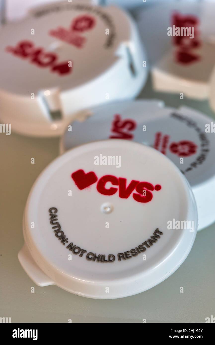 CVS prescription bottle caps comparison of child proof vs. safety, USA