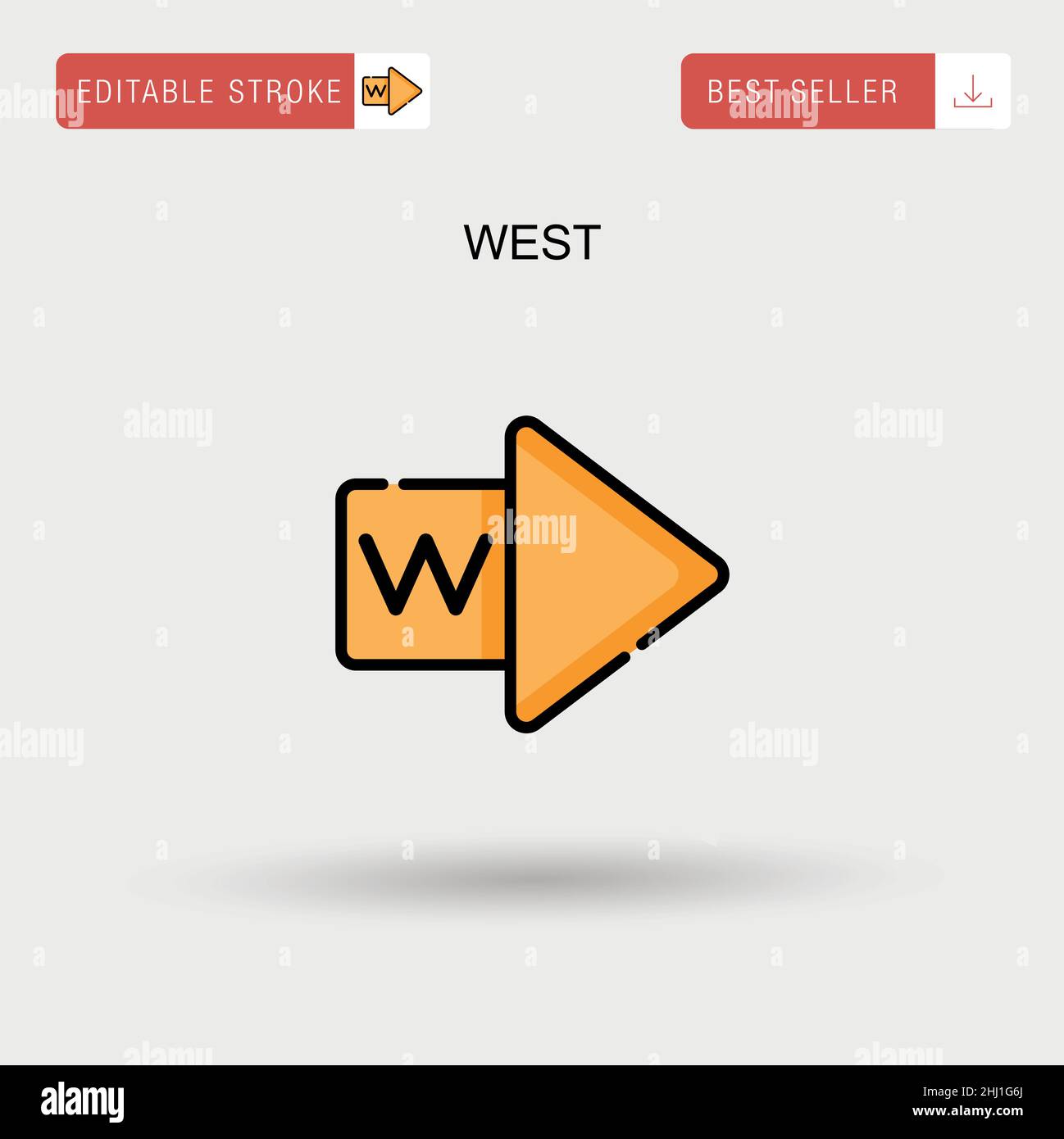 West Simple vector icon. Stock Vector