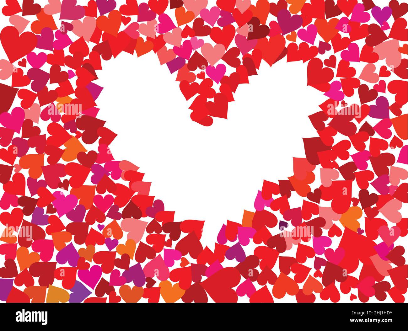 Vector illustration with blank empty space in the center for text shaped with small red hearts Stock Vector