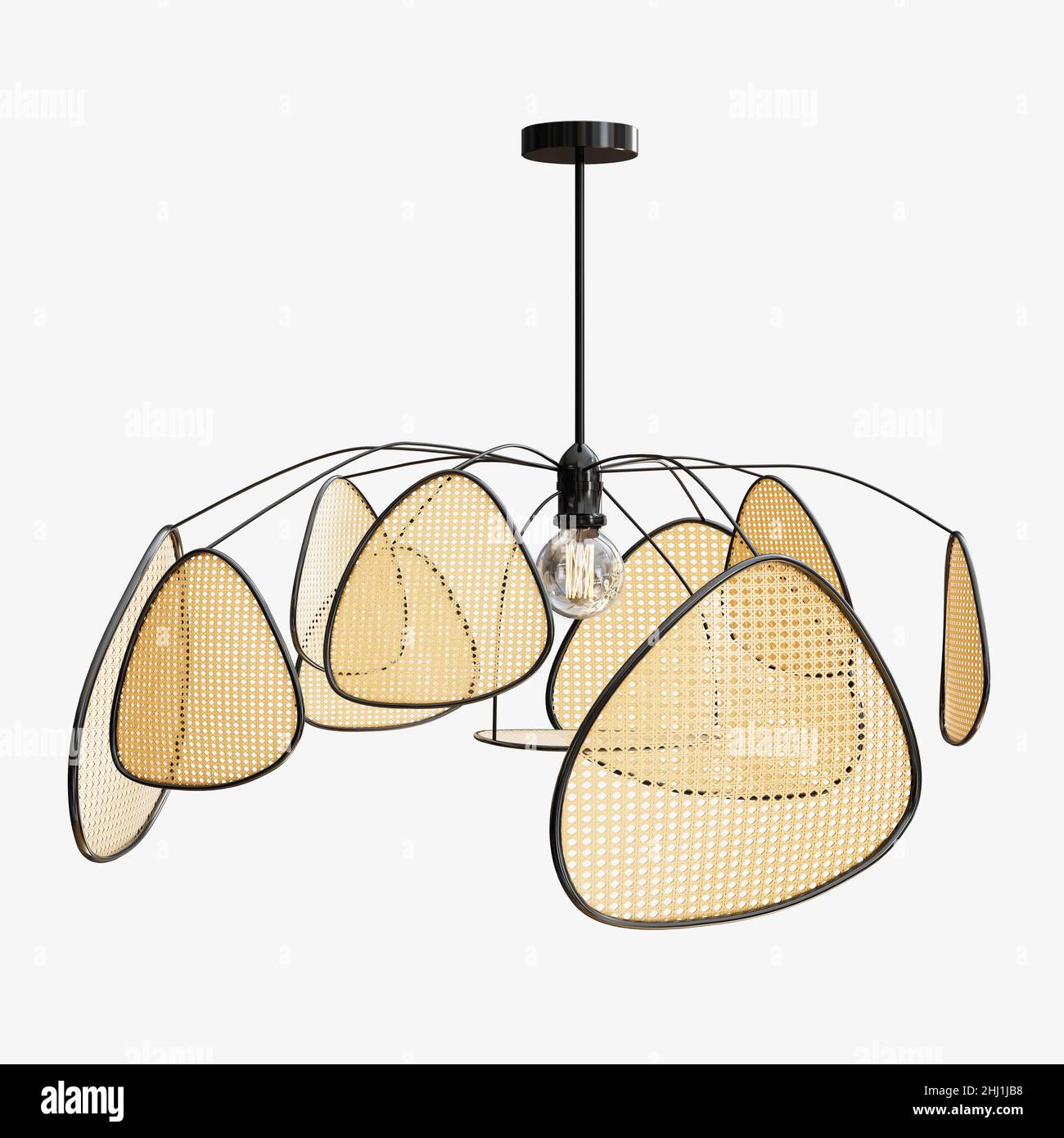 Wicker Pendant lamp 3d model concept render Stock Photo