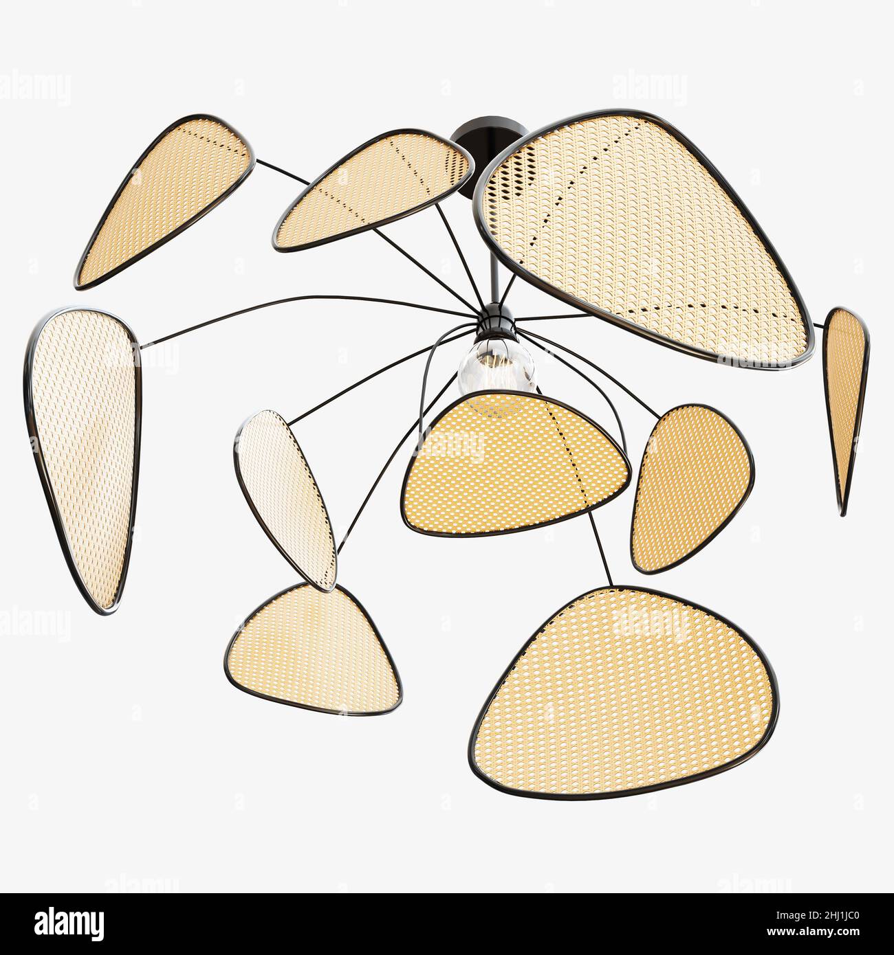 Wicker Pendant lamp 3d model concept render Stock Photo