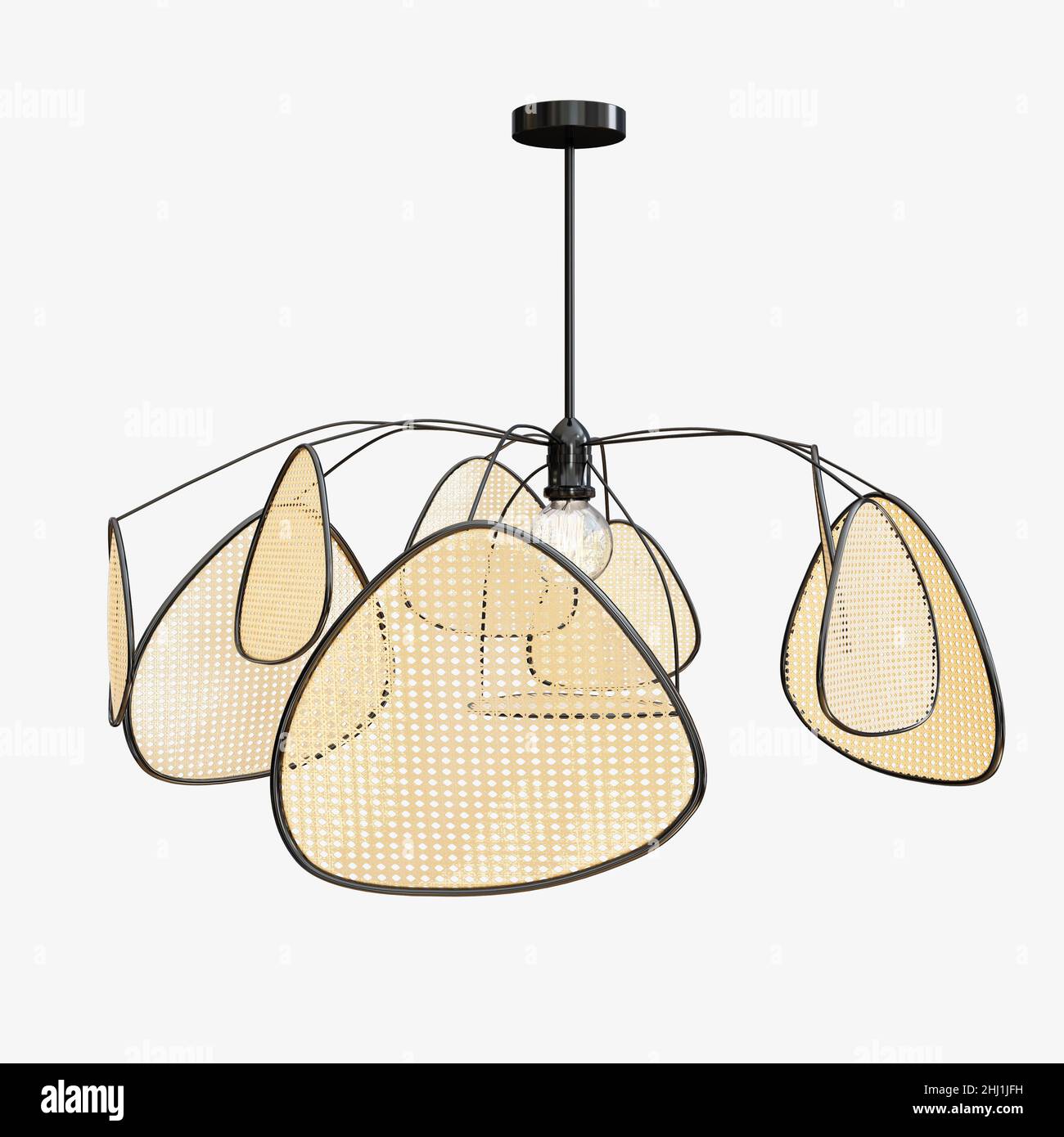 Wicker Pendant lamp 3d model concept render Stock Photo