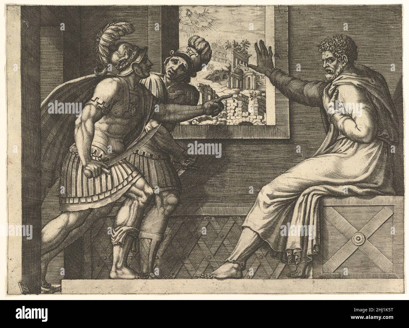 Caius Marius in prison; two Cimbrian soldiers entering his cell 1560–70 ...