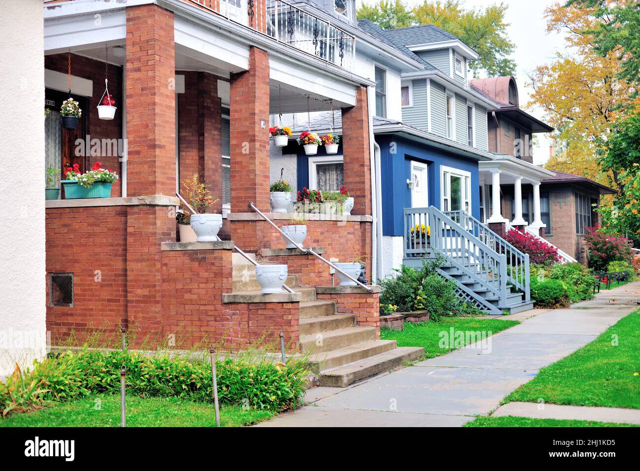 Chicago, Illinois, USA. A variety of neatly maintained homes define the