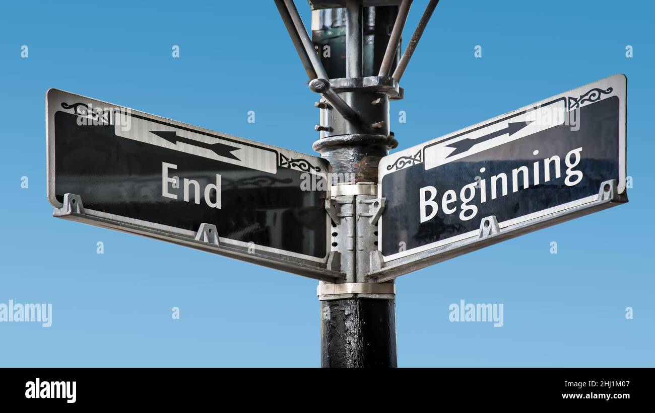 Street Sign the Direction Way to Beginning versus End Stock Photo - Alamy