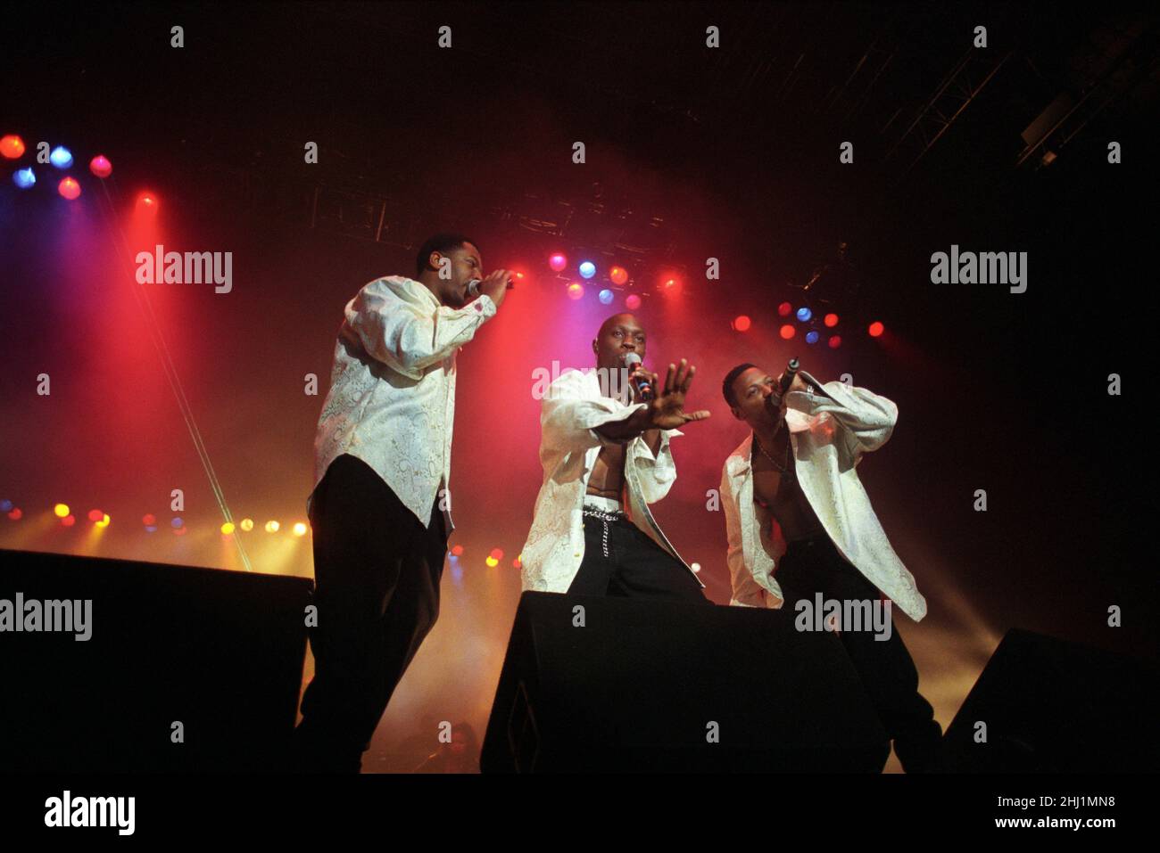 Blackstreet on stage at The Soul Super Jam held at Wembley Arena in London. 4th December 1996 Stock Photo