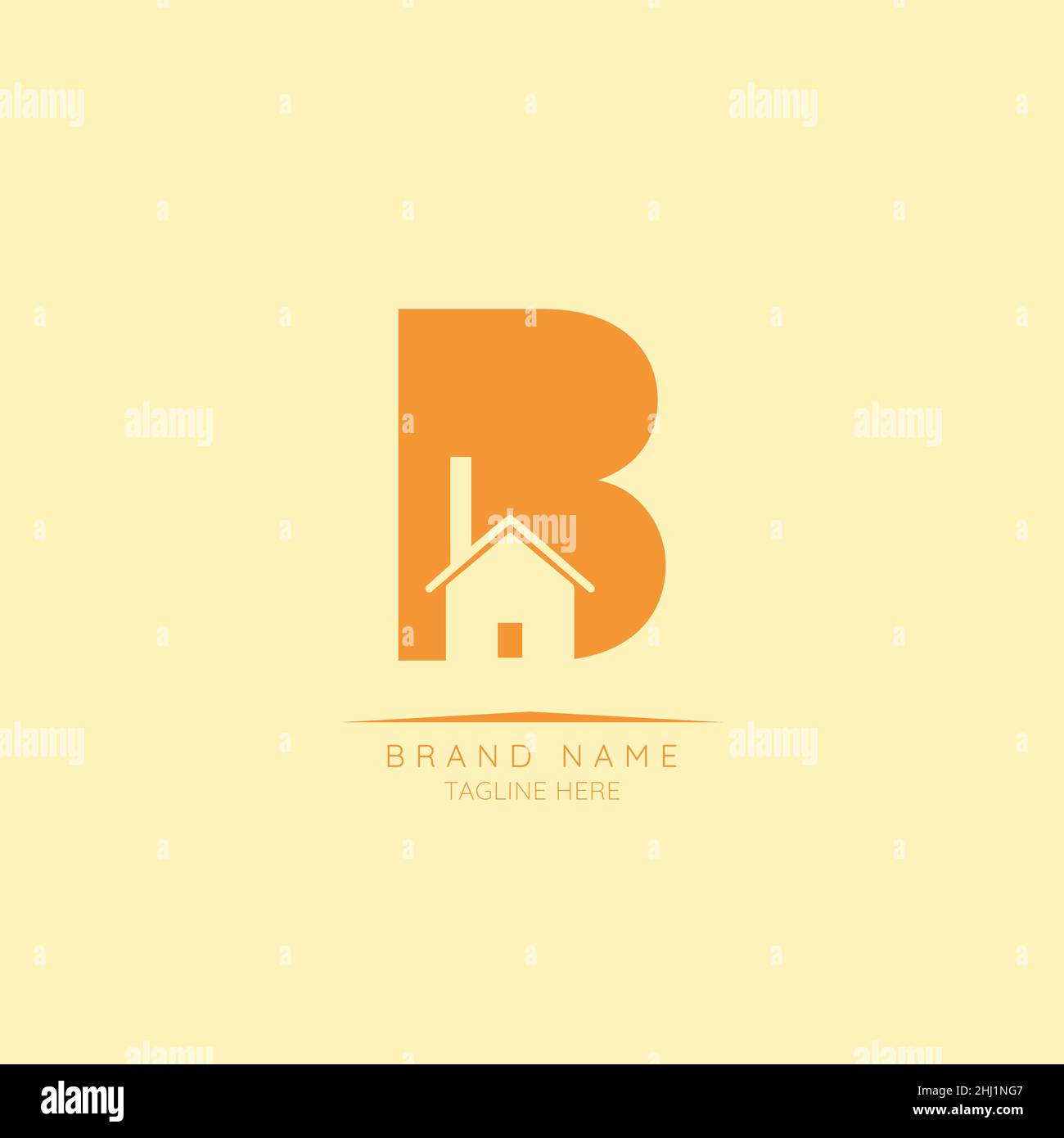 Logo template letter B with home incorporated. Negative Space abstract Style Modern Vector Editable Stock Vector