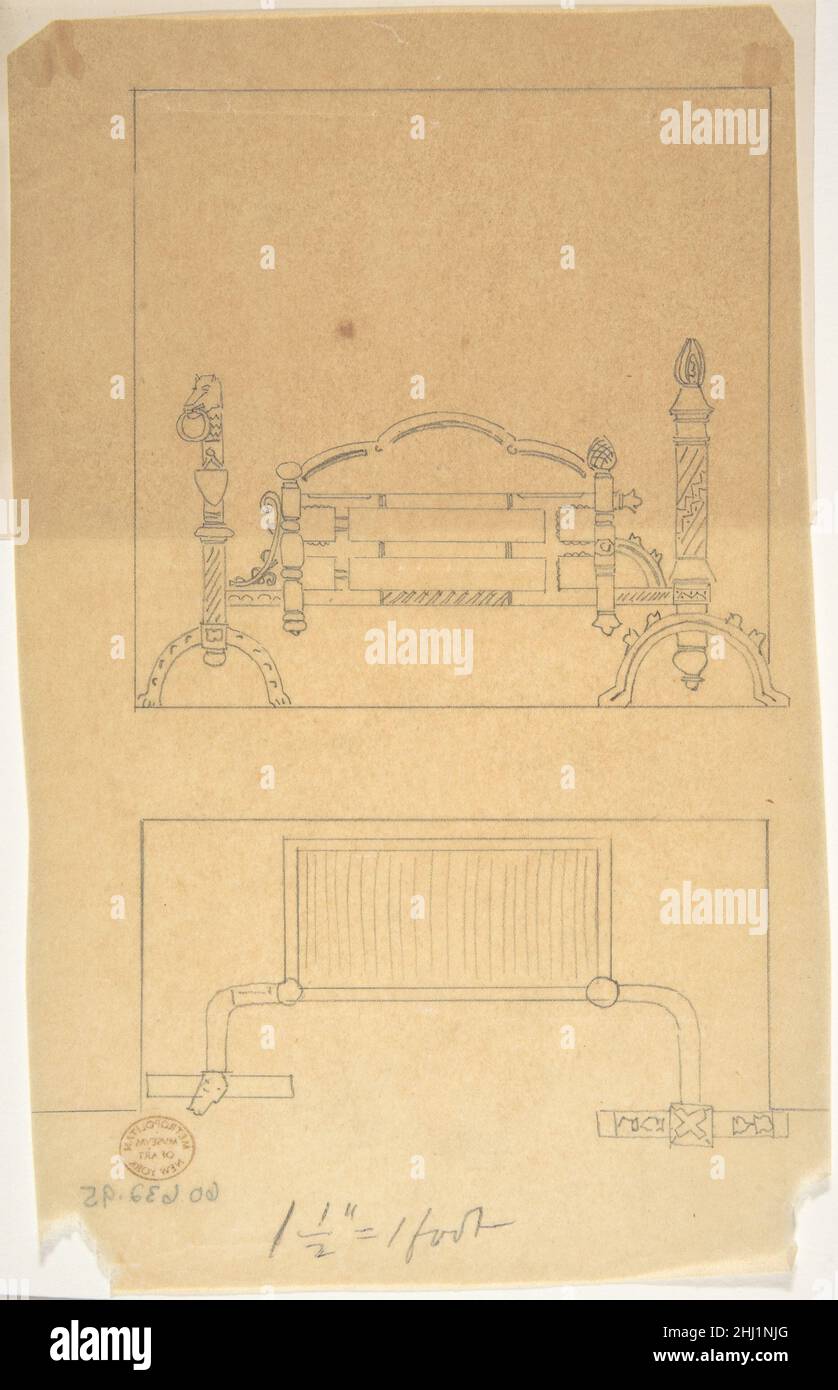 Design for Grate, with Plan 19th century Anonymous, British, 19th