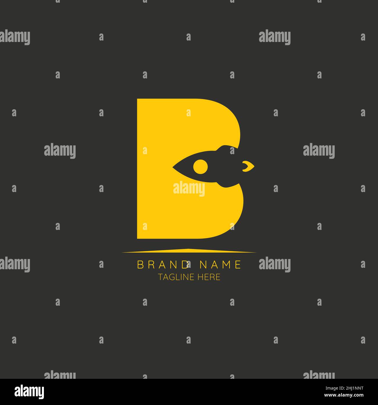 Logo template letter B with rocket incorporated. Negative Space abstract Style Modern Vector Editable Stock Vector