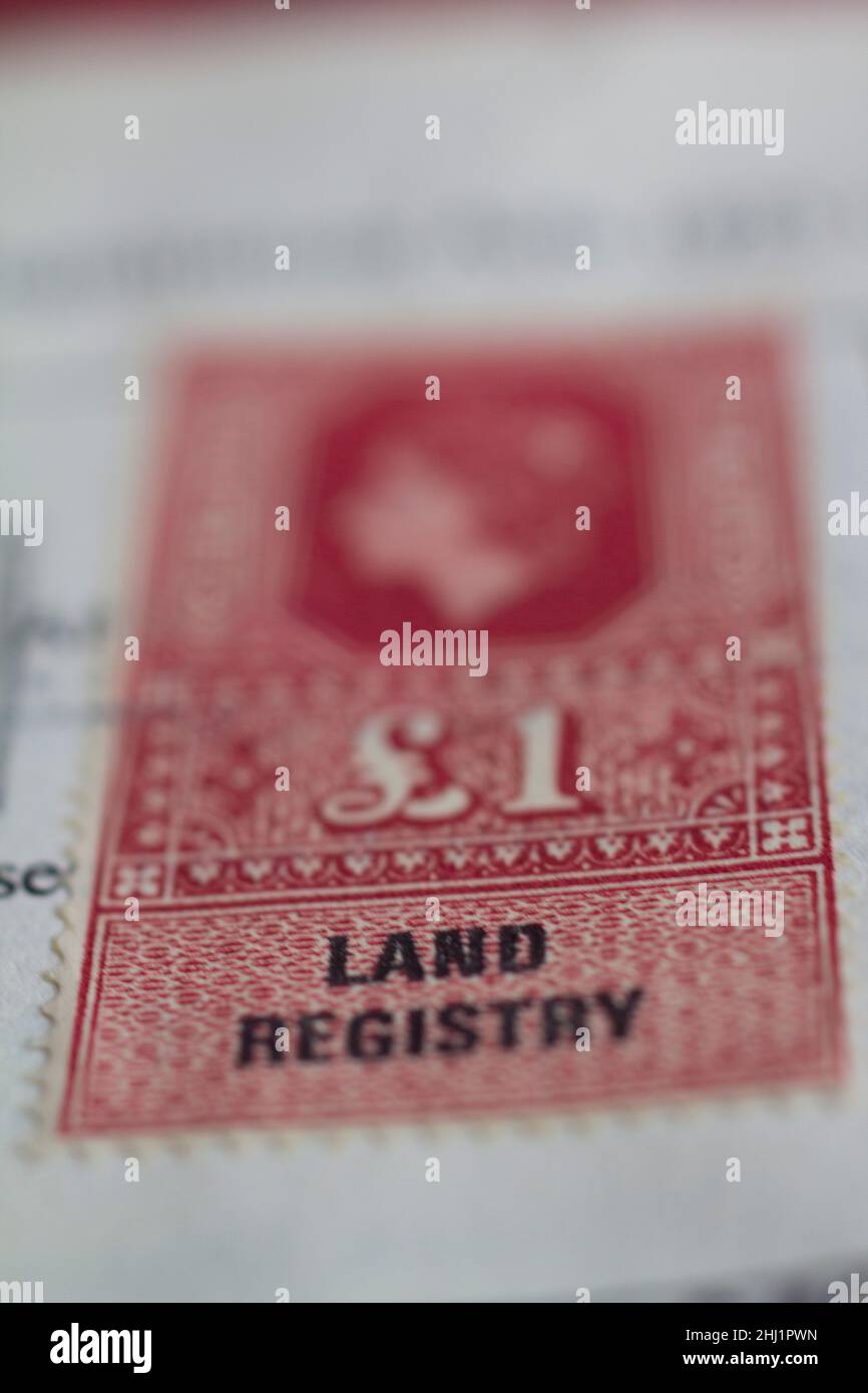 land registry, stamp duty land tax historic stamp with queen elizabeth